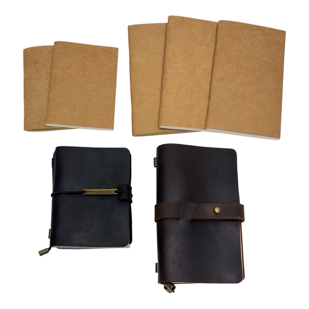ROBRASIM Leather Journal Notebooks w/ Refill Paper - Black and Brown